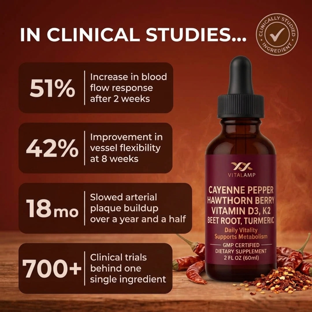 poivre de Cayenne, baie d'aubépine, vitamine D3 K2, betterave, gouttes de curcuma