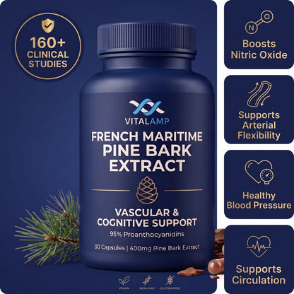 French Maritime Pine Bark Extract 400mg | 95% Proanthocyanidins | Maximum Strength Vascular & Circulation Support